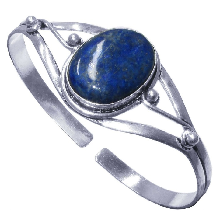 Lapis Lazuli Bracelet 925 Sterling Silver Plated Cuff Bangle Bracelet BB-04-040 | Save 33% - Rajasthan Living 5