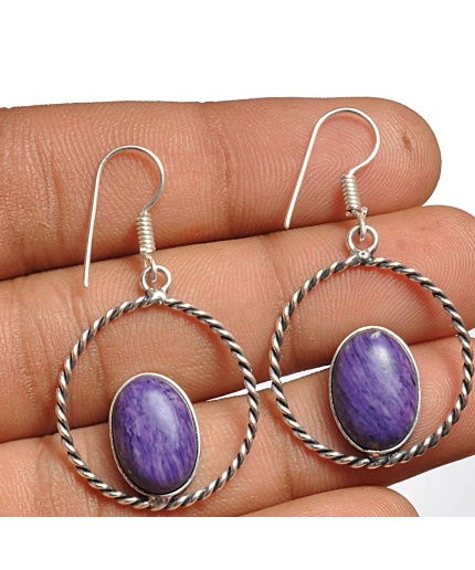 Charorite Earring 925 Sterling Silver Plated Earring Jewelry E-8113 | Save 33% - Rajasthan Living