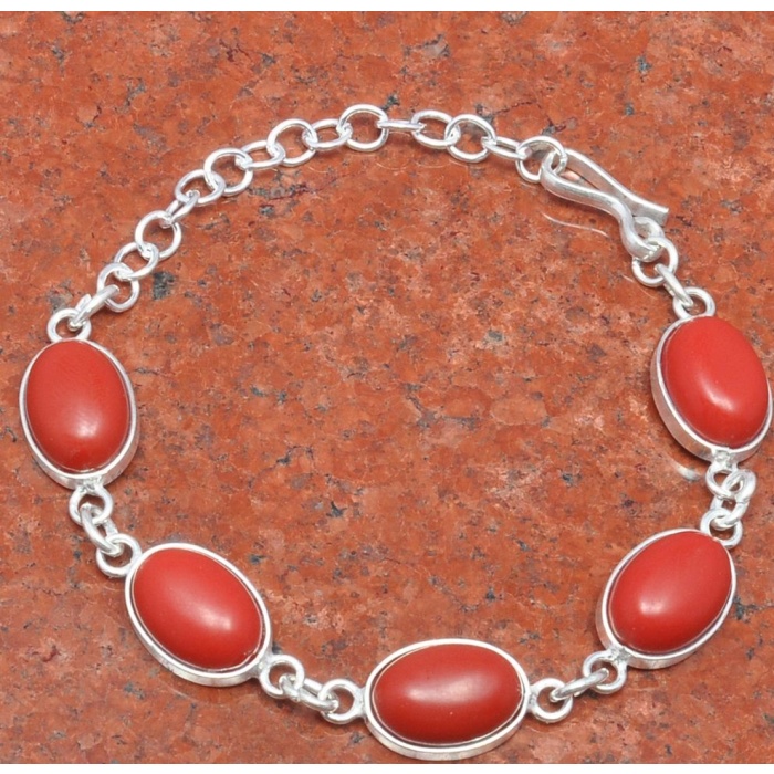 1pcs Coral Bracelet 925 Sterling Silver Plated Bracelet BA-10-121 | Save 33% - Rajasthan Living 5