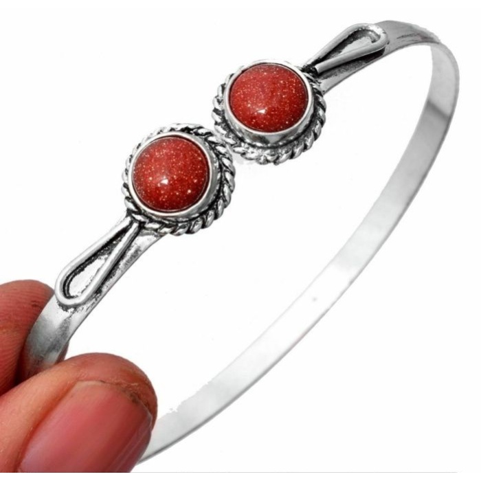 Sunstone Bracelet 925 Sterling Silver Plated Cuff Bangle Bracelet BB-04-046 | Save 33% - Rajasthan Living 5