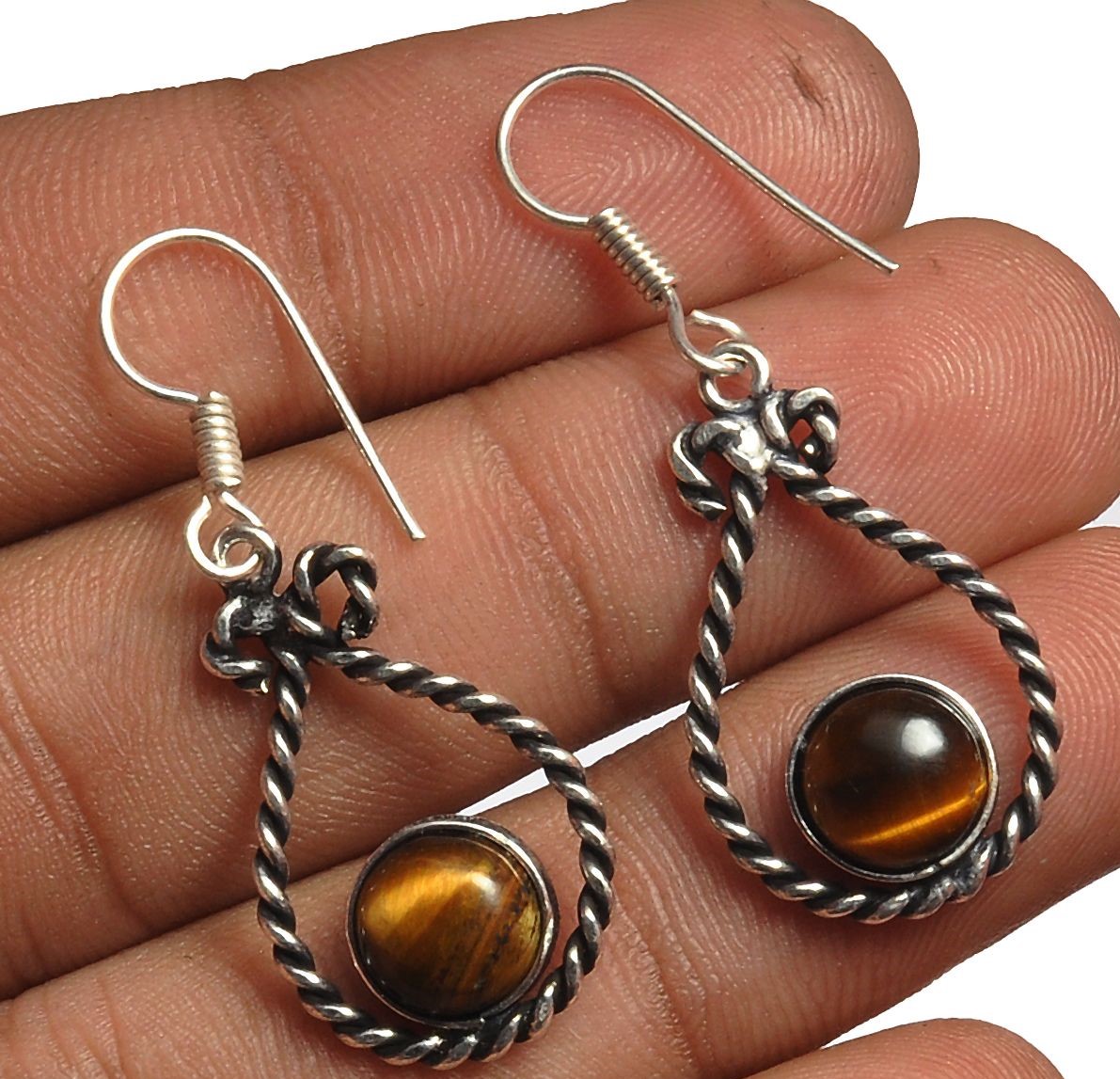 Tiger Eye Earring 925 Sterling Silver Plated Earring Jewelry E-8239 | Save 33% - Rajasthan Living