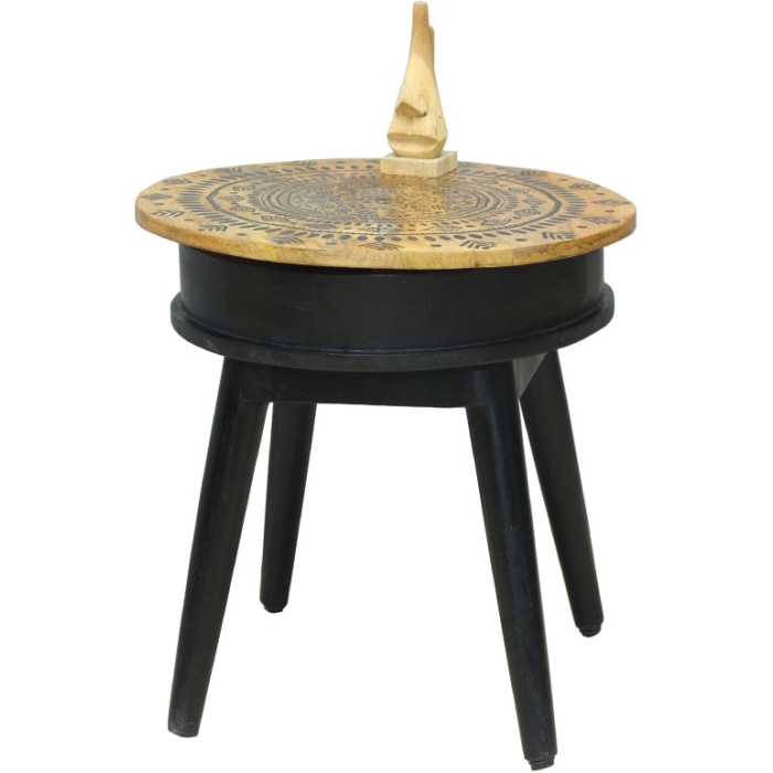 Wooden Black Finish Base and Round Top Side Table | Save 33% - Rajasthan Living 5