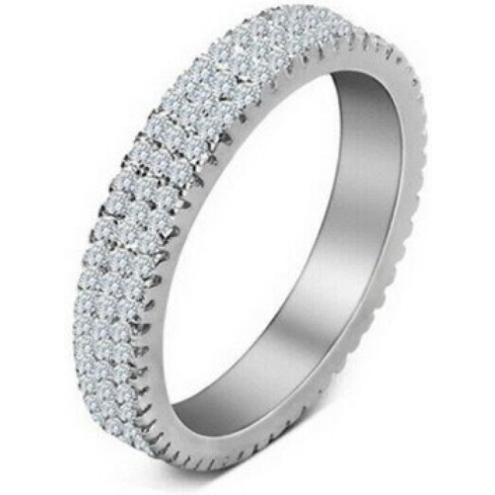 Diamond Full Eternity Wedding Band Three Row Diamond Engagement Band for Women Micro Pave CZ Ring Daily Wear Handmade Gorgeous Gift for Her | Save 33% - Rajasthan Living 8