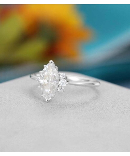 Engagement Ring Marquise Diamond Ring 1.50ct Marquise Solitaire Engagement Ring Art Deco Round Cut Promise Ring Minimalist Ring Gift for Her | Save 33% - Rajasthan Living 3