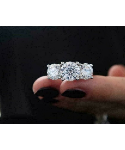 Wedding Ring Diamond Wedding Ring Three-stone Wedding Engagement Ring 3 Ct Round Cut Bridal Wedding Anniversary Ring Sterling Silver CZ Gift | Save 33% - Rajasthan Living