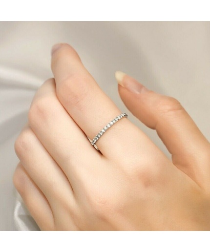 0.50ct Half Eternity Wedding Band Half Eternity Matching Engagement Ring Band 14k Gold Finish Anniversary Ring Simulated Diamond Band Ring | Save 33% - Rajasthan Living 3