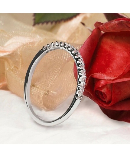 0.50ct Half Eternity Wedding Band Half Eternity Matching Engagement Ring Band 14k Gold Finish Anniversary Ring Simulated Diamond Band Ring | Save 33% - Rajasthan Living