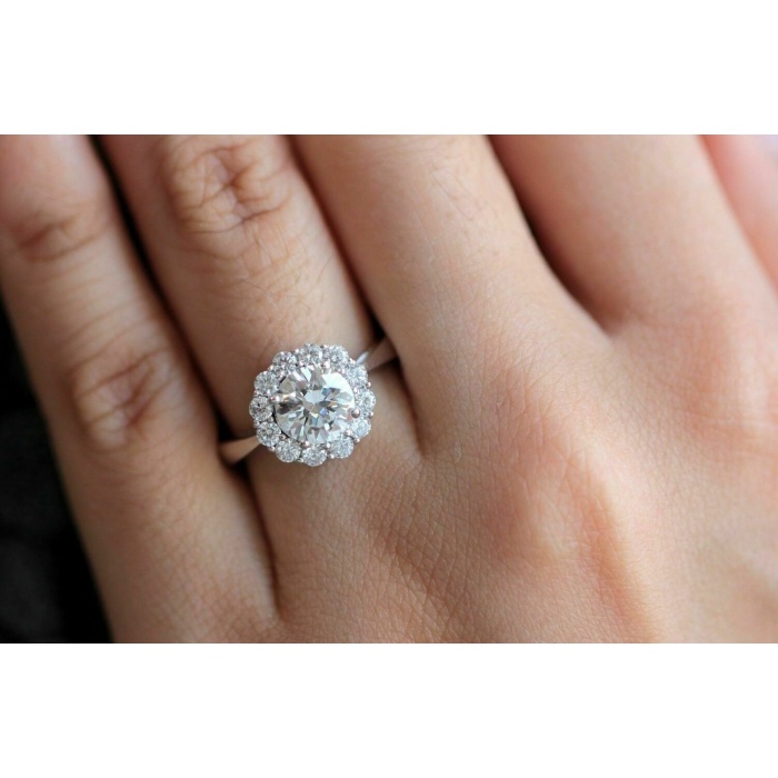 2.8 Ct Round Cut Diamond Halo Solitaire Engagement Ring 14k White Gold Finish Diamond Antique Classic Cluster Flower Shape Anniversary Ring | Save 33% - Rajasthan Living 9