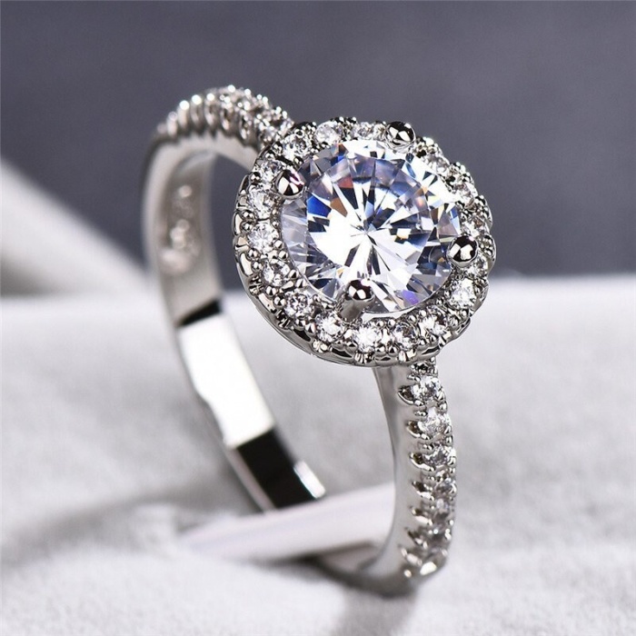 2.30 Ct Round Diamond Halo Women Engagement Ring 14k White Gold Finish Simulated Diamond Solitaire Statement Half Eternity Anniversary Ring | Save 33% - Rajasthan Living 8