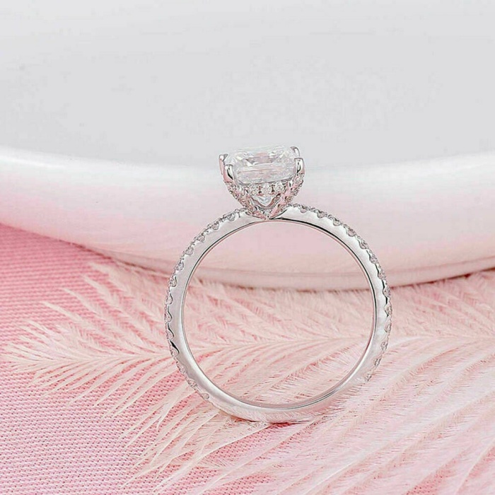 1.50 Ct Princess Cut Hidden Halo Diamond Engagement Ring Bridal Promise Ring Solitaire Anniversary Ring CZ Gift for Her 14k White Gold Over | Save 33% - Rajasthan Living 6