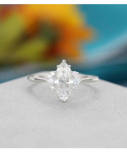 Engagement Ring Marquise Diamond Ring 1.50ct Marquise Solitaire Engagement Ring Art Deco Round Cut Promise Ring Minimalist Ring Gift for Her | Save 33% - Rajasthan Living