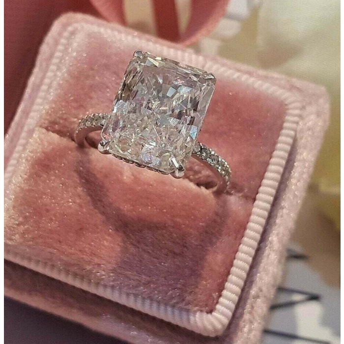 Radiant Cut Engagement Ring Radiant Cut CZ Diamond Engagement Ring 4 Ct Radiant Cut Sparkling Hidden Halo Bridal Ring Handmade Gift for Her | Save 33% - Rajasthan Living 8
