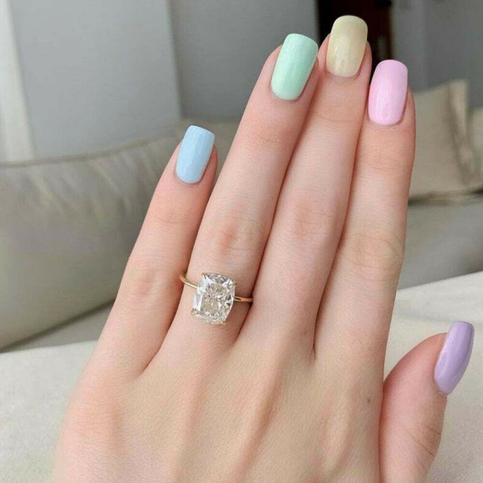 Elongated Cushion Cut Diamond Engagement Ring Solitaire Wedding Ring Diamond Solitaire Ring Promise Ring Dainty Hidden Halo Anniversary Ring | Save 33% - Rajasthan Living 6