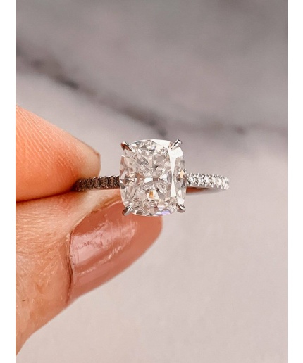 Cushion Cut Engagement Ring Elongated Cushion Cut Solitaire Wedding Ring Diamond Solitaire Promise Ring Hidden Halo Dainty Ring Gift for Her | Save 33% - Rajasthan Living