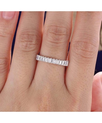 Baguette Diamond Half Eternity Wedding Band Baguette Cut Diamond Anniversary Band Stacking Matching Promise Band Personalized Gifts for Her | Save 33% - Rajasthan Living 7