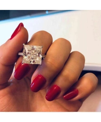 4.00 Ct Princess Cut Solitaire Engagement Ring CZ Diamond Bridal Wedding Anniversary Ring Princess Cut Solitaire Ring 14k White Gold Finish | Save 33% - Rajasthan Living 3