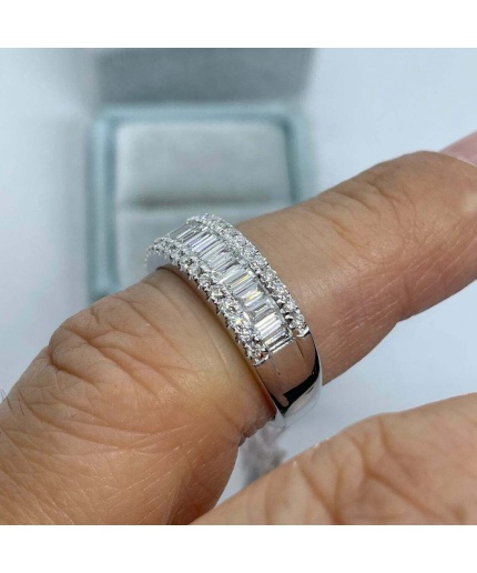 Wedding Band Half Eternity Band Baguette CZ Diamond Ring Round Stacking Matching Band Gift for Her Gorgeous Sparkling Art Deco Diamond Band | Save 33% - Rajasthan Living 3