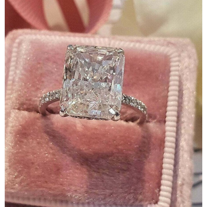 Radiant Cut Engagement Ring Radiant Cut CZ Diamond Engagement Ring 4 Ct Radiant Cut Sparkling Hidden Halo Bridal Ring Handmade Gift for Her | Save 33% - Rajasthan Living 11