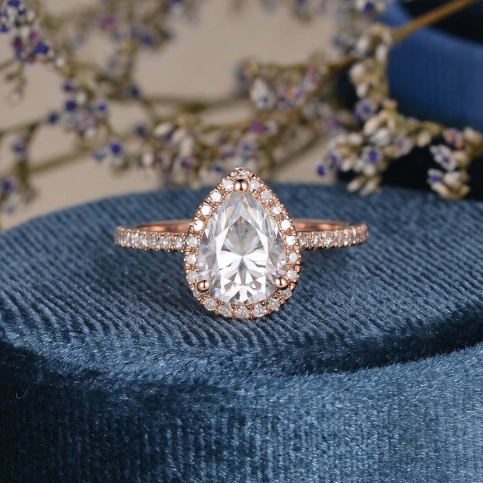 Tear Drop Engagement Ring Diamond Engagement Ring Pear Shape Halo Ring Dainty Pear Wedding Ring Pear Cut Solitaire CZ Women Promise Ring | Save 33% - Rajasthan Living 10