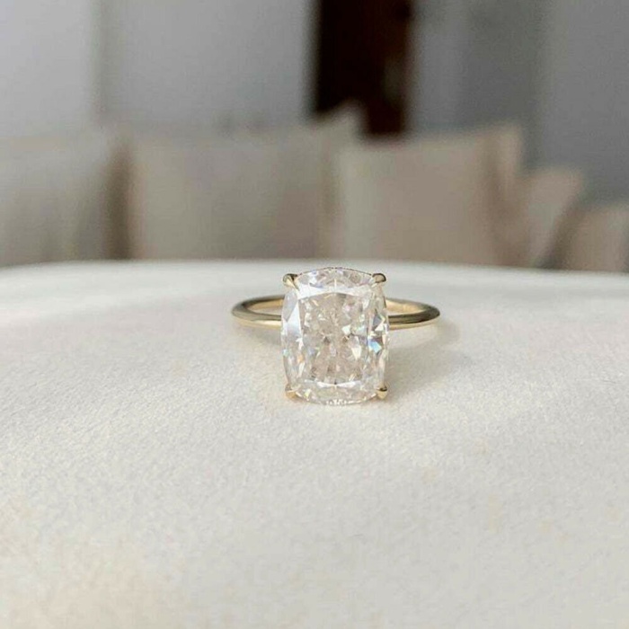 Elongated Cushion Cut Diamond Engagement Ring Solitaire Wedding Ring Diamond Solitaire Ring Promise Ring Dainty Hidden Halo Anniversary Ring | Save 33% - Rajasthan Living 8