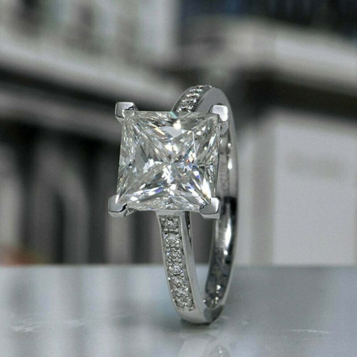 2ct Diamond Solitaire Ring Princess Cut Solitaire Engagement Ring Diamond Bridal Wedding Anniversary Ring Princess Diamond Ring Gift for Her | Save 33% - Rajasthan Living 7