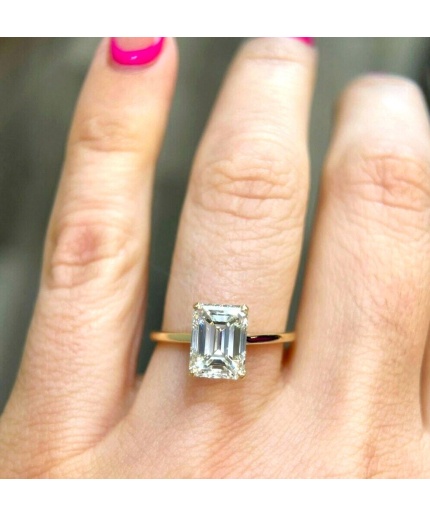 Emerald Cut Engagement Ring Elongated Emerald Solitaire Wedding Anniversary Ring 14k Gold Finish Promise Ring Minimalist Ring Gifts for Her | Save 33% - Rajasthan Living