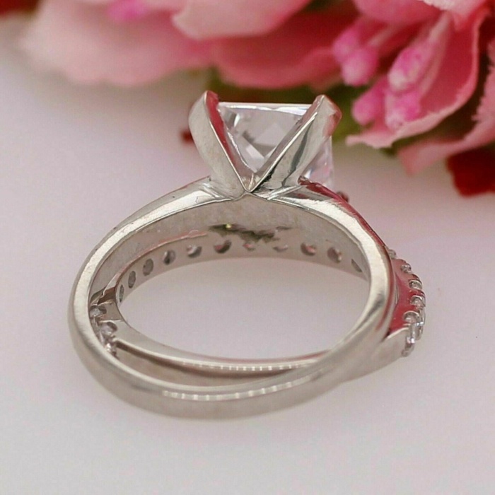 Princess Cut Diamond Bridal Ring Set Solitaire Wedding Luxury Princess CZ Engagement Ring Set Eternity Band Stacking Ring Set Gift for Her | Save 33% - Rajasthan Living 14