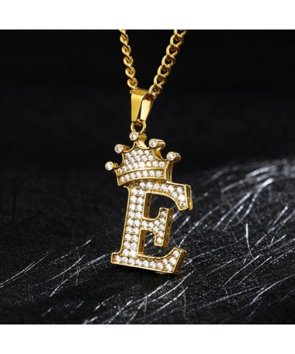 Crown Initial Pendant 14k Gold Finish Crown Letter Pendant Birthday Gift for Women Men Alphabet Necklace Charm Hip Hop Pendant Gift for Her | Save 33% - Rajasthan Living 3