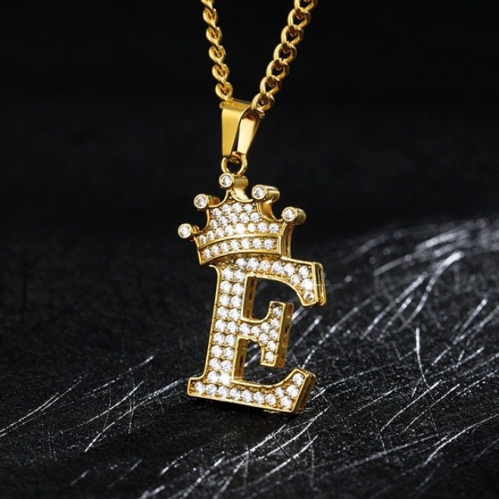 Crown Initial Pendant 14k Gold Finish Crown Letter Pendant Birthday Gift for Women Men Alphabet Necklace Charm Hip Hop Pendant Gift for Her | Save 33% - Rajasthan Living 6