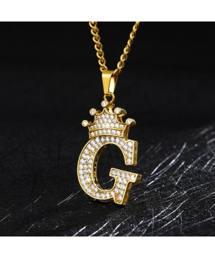 14k Gold Finish Crown Letter Pendant Crown Initial Pendant Birthday Gift for Women Men Alphabet Necklace Charm Cute Hip Hop Pendant for All | Save 33% - Rajasthan Living 3