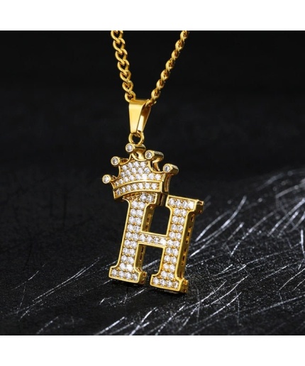Crown Initial Pendant 14k Gold Finish Crown Letter Pendant Birthday Gift for Women Men Alphabet Necklace Charm Hip Hop Pendant Gift for Her | Save 33% - Rajasthan Living 3