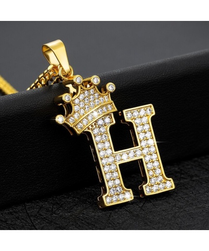 Crown Initial Pendant 14k Gold Finish Crown Letter Pendant Birthday Gift for Women Men Alphabet Necklace Charm Hip Hop Pendant Gift for Her | Save 33% - Rajasthan Living
