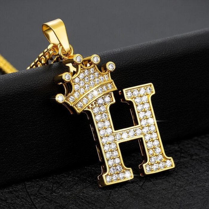 Crown Initial Pendant 14k Gold Finish Crown Letter Pendant Birthday Gift for Women Men Alphabet Necklace Charm Hip Hop Pendant Gift for Her | Save 33% - Rajasthan Living 5