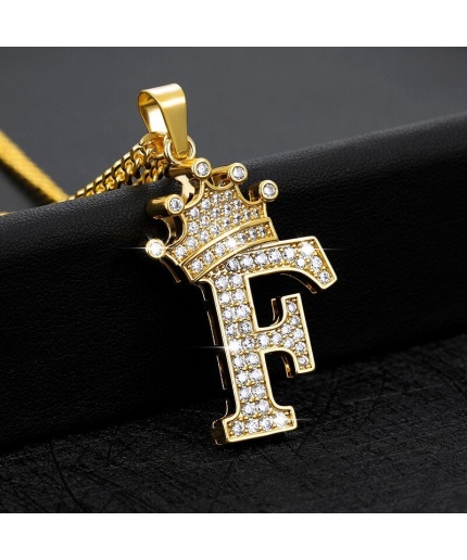 14k Gold Finish Crown Letter Pendant Crown Initial Pendant Birthday Gift for Women Men Alphabet Necklace Charm Cute Hip Hop Pendant for All | Save 33% - Rajasthan Living