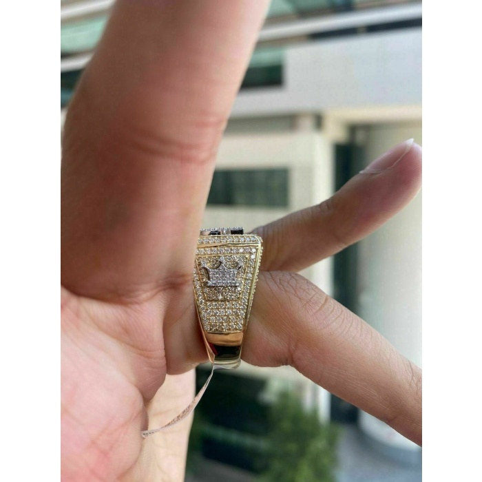 Iced Out Diamond Ring Men’s Hip Hop Ring Custom King Logo Rapper Pinky Ring Simulated Diamonds Silver Biker Ring Statement Ring Gift for Him | Save 33% - Rajasthan Living 6