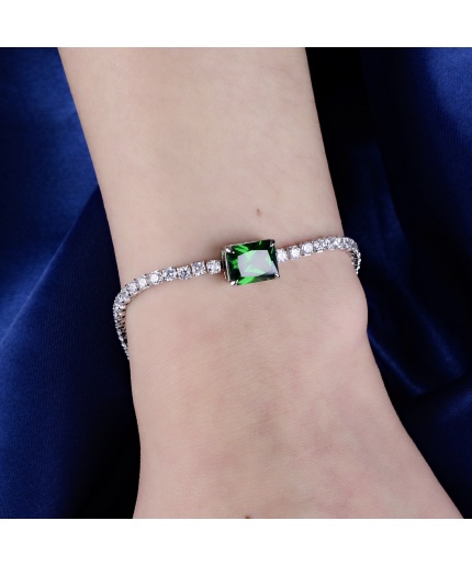 Hot Sale 925 Sterling Silver Emerald Bracelet Cubic Zirconia Synthetic Emerald Bracelet Bracelet | Save 33% - Rajasthan Living