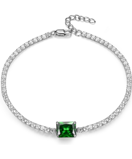 Hot Sale 925 Sterling Silver Emerald Bracelet Cubic Zirconia Synthetic Emerald Bracelet Bracelet | Save 33% - Rajasthan Living 3