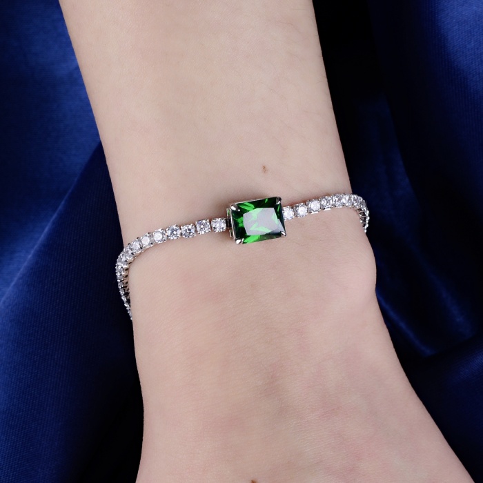 Hot Sale 925 Sterling Silver Emerald Bracelet Cubic Zirconia Synthetic Emerald Bracelet Bracelet | Save 33% - Rajasthan Living 5
