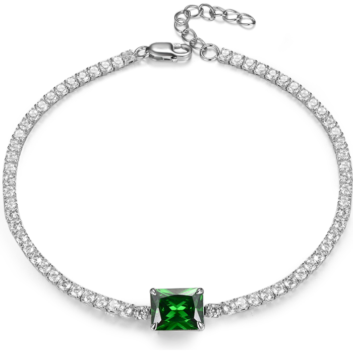 Hot Sale 925 Sterling Silver Emerald Bracelet Cubic Zirconia Synthetic Emerald Bracelet Bracelet | Save 33% - Rajasthan Living 6