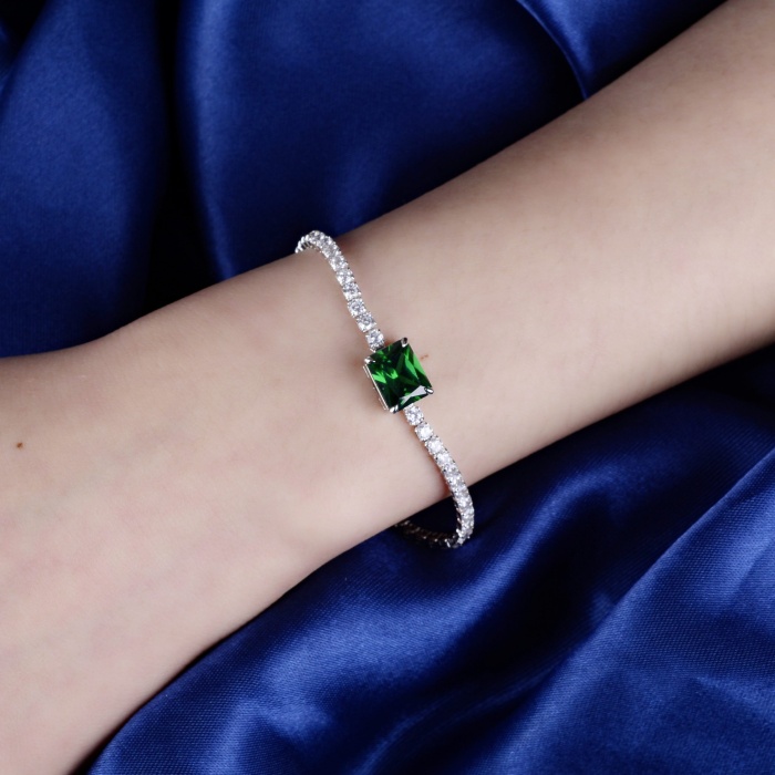 Hot Sale 925 Sterling Silver Emerald Bracelet Cubic Zirconia Synthetic Emerald Bracelet Bracelet | Save 33% - Rajasthan Living 7