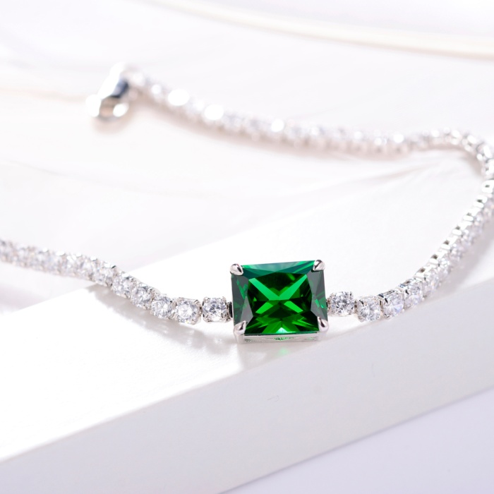 Hot Sale 925 Sterling Silver Emerald Bracelet Cubic Zirconia Synthetic Emerald Bracelet Bracelet | Save 33% - Rajasthan Living 8