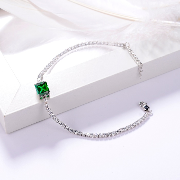Hot Sale 925 Sterling Silver Emerald Bracelet Cubic Zirconia Synthetic Emerald Bracelet Bracelet | Save 33% - Rajasthan Living 9