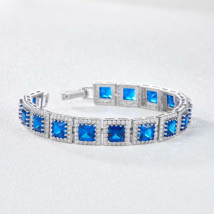 Blue Corundum Square Zircon Bracelet Jewelry Metal Sapphire Bracelet 2022 Women’s Men’s Fashion Bracelet | Save 33% - Rajasthan Living 7
