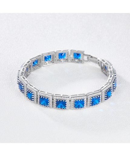 Blue Corundum Square Zircon Bracelet Jewelry Metal Sapphire Bracelet 2022 Women’s Men’s Fashion Bracelet | Save 33% - Rajasthan Living 3