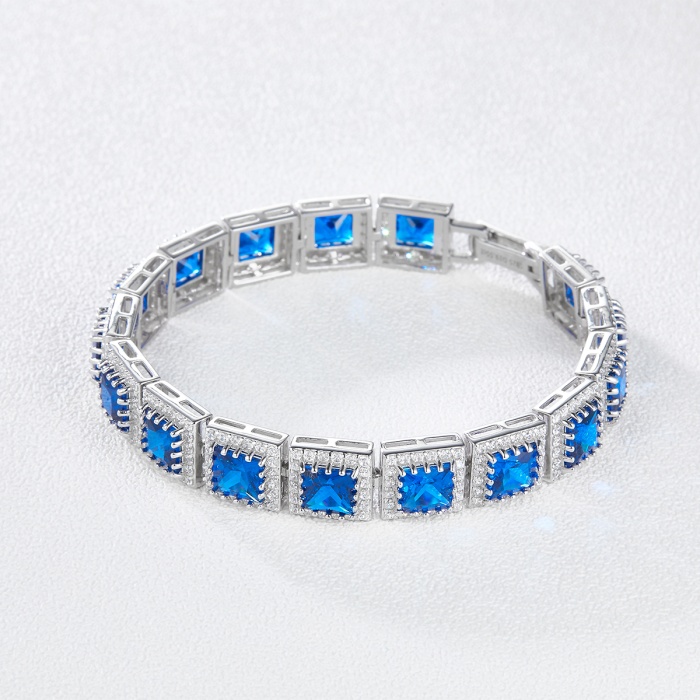 Blue Corundum Square Zircon Bracelet Jewelry Metal Sapphire Bracelet 2022 Women’s Men’s Fashion Bracelet | Save 33% - Rajasthan Living 6