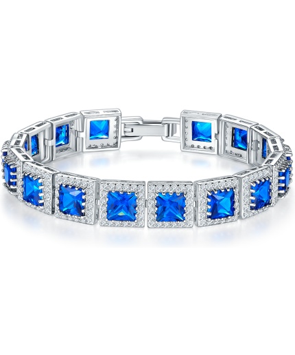 Blue Corundum Square Zircon Bracelet Jewelry Metal Sapphire Bracelet 2022 Women’s Men’s Fashion Bracelet | Save 33% - Rajasthan Living