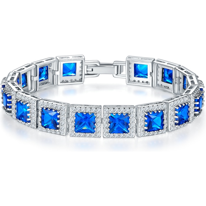 Blue Corundum Square Zircon Bracelet Jewelry Metal Sapphire Bracelet 2022 Women’s Men’s Fashion Bracelet | Save 33% - Rajasthan Living 5