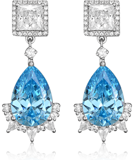 Fashion 925 Sterling Silver Earrings Sea Blue Zircon Drop Earrings for Women | Save 33% - Rajasthan Living