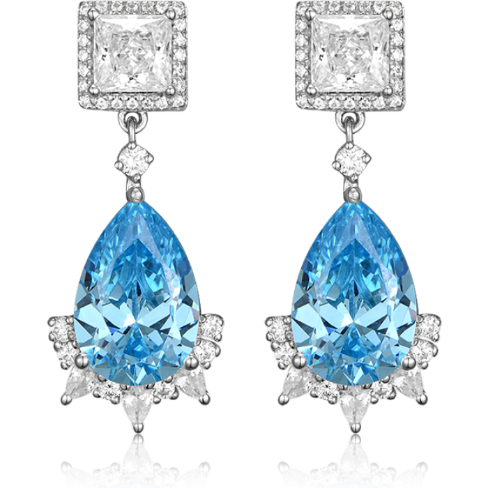 Fashion 925 Sterling Silver Earrings Sea Blue Zircon Drop Earrings for Women | Save 33% - Rajasthan Living 5
