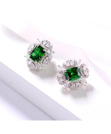 New elegant women’s earrings white gold plated earrings green zirconium earrings for parties and weddings | Save 33% - Rajasthan Living 3